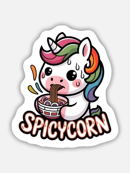 Spicycorn - Sticker Größe M (15 x 15 cm) - Mattweiß