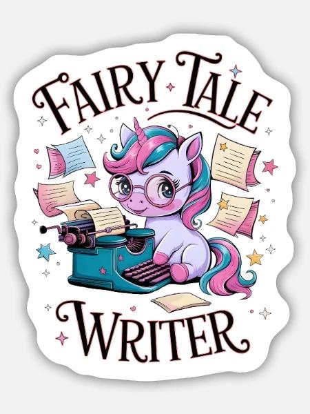 Märchenautor - Sticker Größe M (15 x 15 cm) - Mattweiß