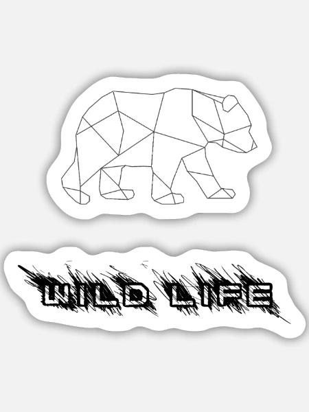 Geometrischer Bär - Sticker Größe M (15 x 15 cm) - Mattweiß