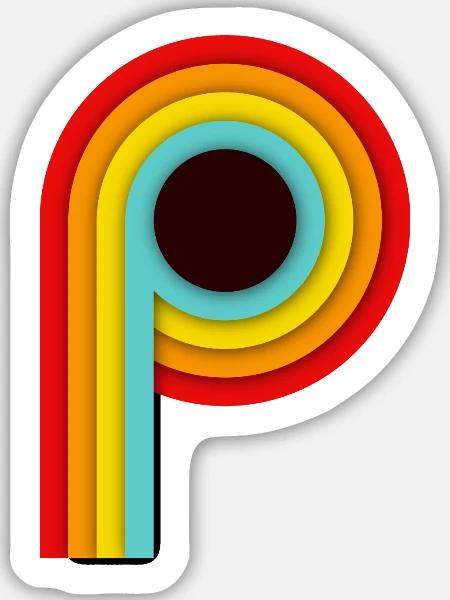 Retro Design Stripes P - Sticker Größe M (15 x 15 cm) - Mattweiß