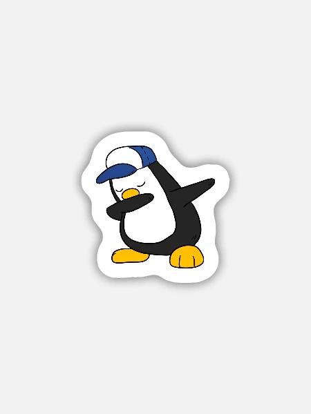 Penguin Dabbing Dab Pinguin - Sticker Größe M (15 x 15 cm) - Mattweiß