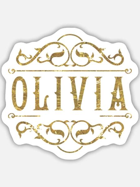 Olivia gold - Sticker Größe M (15 x 15 cm) - Mattweiß
