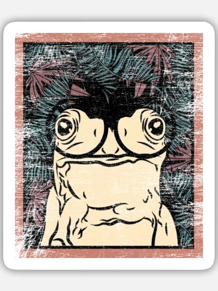Quakender Laubfrosch Gartenteich - Sticker Größe M (15 x 15 cm) - Mattweiß