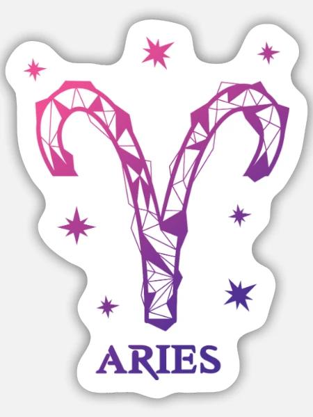 Widder Sternzeichen - Sticker Größe M (15 x 15 cm) - Mattweiß