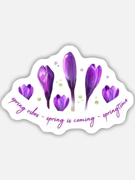 Krokusse Frühling - Sticker Größe M (15 x 15 cm) - Mattweiß
