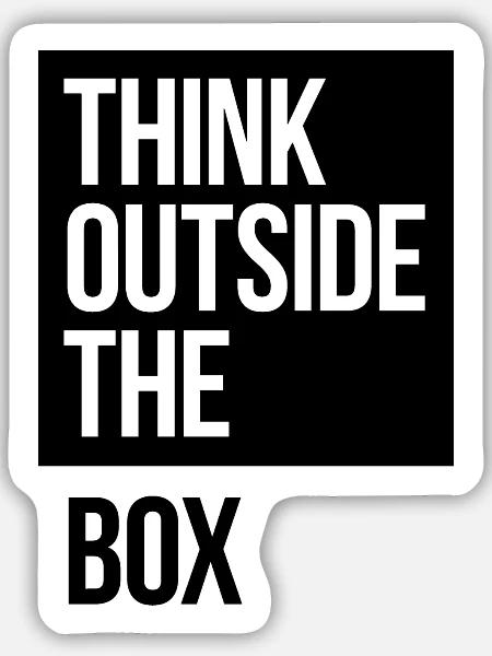Think Outside The Box - Sticker Größe M (15 x 15 cm) - Mattweiß