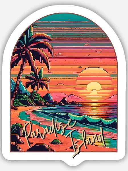 Paradies-Insel - Sticker Größe M (15 x 15 cm) - Mattweiß