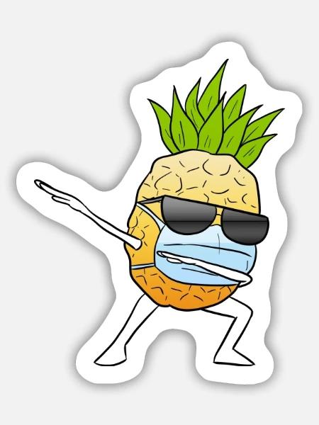 Pineapple - Sticker Größe M (15 x 15 cm) - Mattweiß