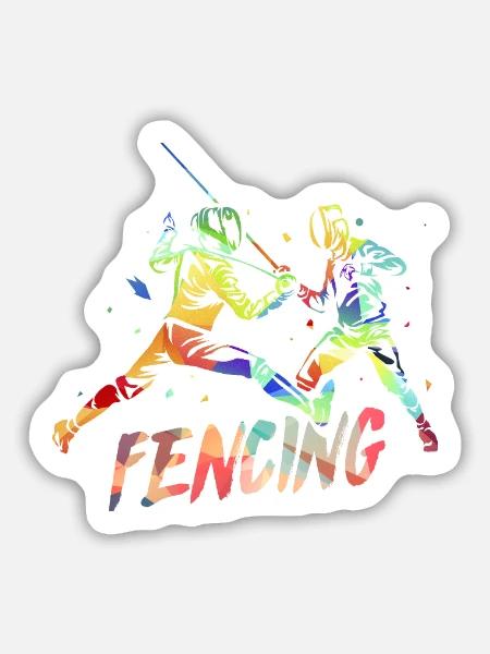 Blitzschneller Fechter Turnierkampf - Sticker Größe M (15 x 15 cm) - Mattweiß