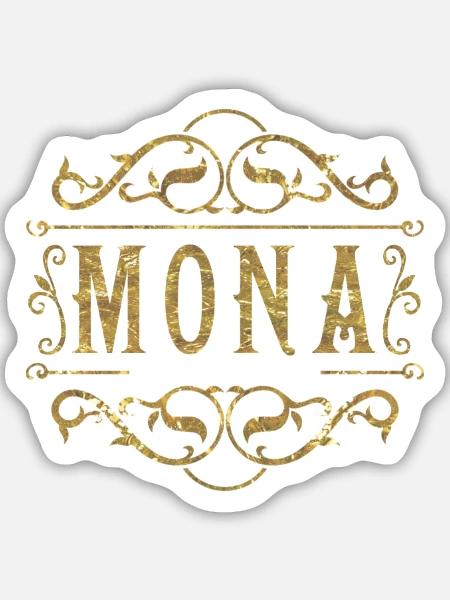 Mona gold - Sticker Größe M (15 x 15 cm) - Mattweiß
