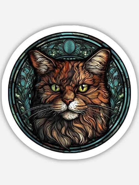 Manx Cat Breed Aquarellglas - Sticker Größe M (15 x 15 cm) - Mattweiß