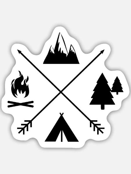 Campingzeit individuell schwarz - Sticker Größe M (15 x 15 cm) - Mattweiß