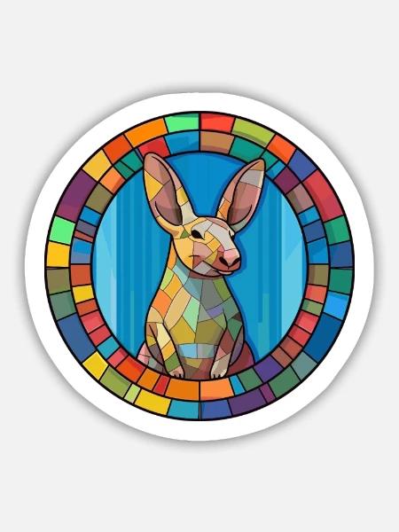 Erdferkel Buntglas Buntes Cartoon Kawaii Haustier - Sticker Größe M (15 x 15 cm) - Mattweiß