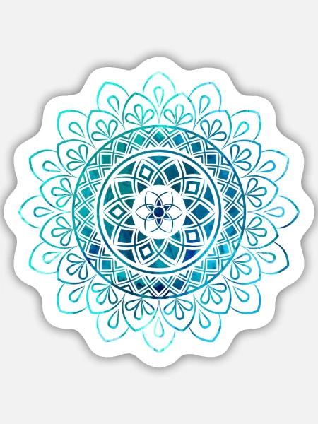 Mandala - Blau - Sticker Größe M (15 x 15 cm) - Mattweiß