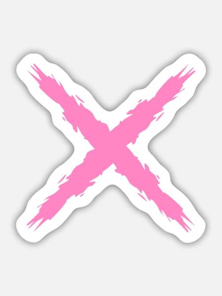 Kreuz Rosa - Sticker Größe M (15 x 15 cm) - Mattweiß
