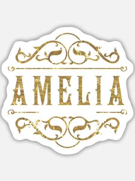 Amelia gold - Sticker Größe M (15 x 15 cm) - Mattweiß
