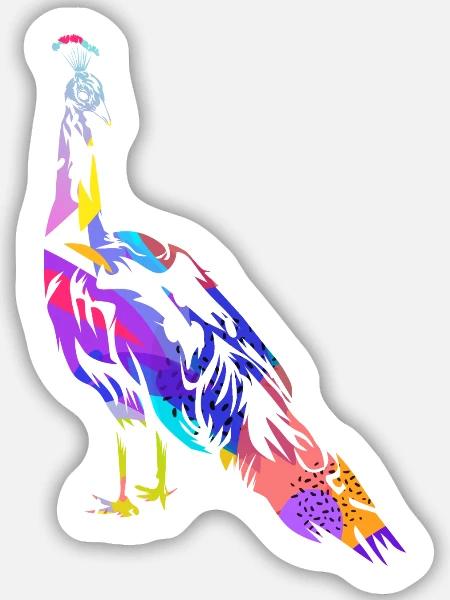 Stolzierender Pfau Federschmuck - Sticker Größe M (15 x 15 cm) - Mattweiß