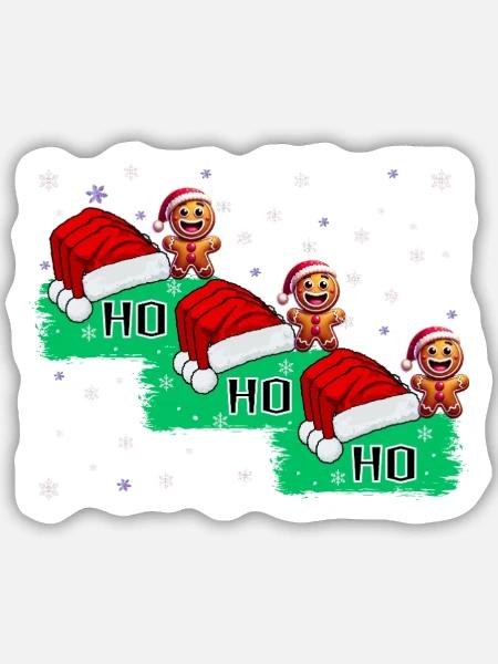 Ho Ho Ho Lebkuchenmännchen - Sticker Größe M (15 x 15 cm) - Mattweiß
