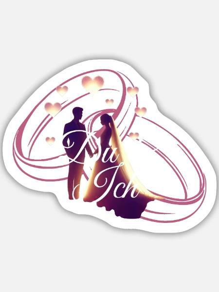 Pärchen Du & Ich - Sticker Größe M (15 x 15 cm) - Mattweiß