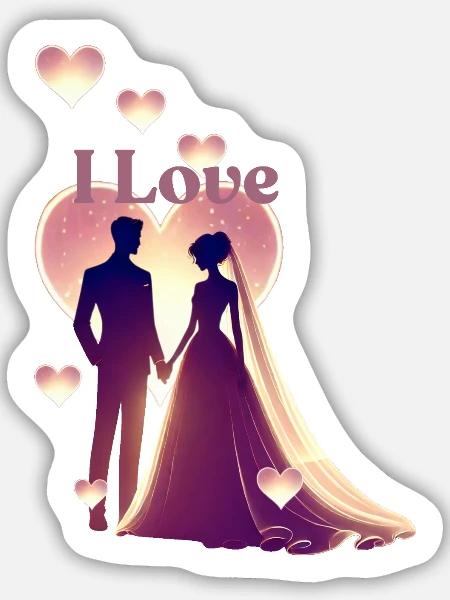 Pärchen - I Love - Sticker Größe M (15 x 15 cm) - Mattweiß