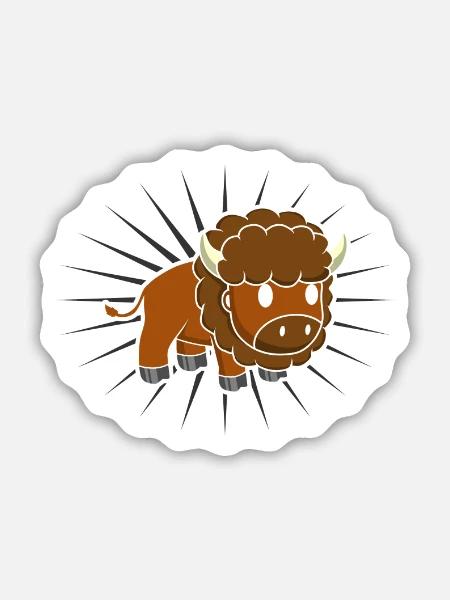 Bison Büffel Liebhaber - Sticker Größe M (15 x 15 cm) - Mattweiß