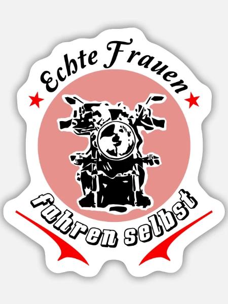 echte frauen fahren selbst - Sticker Größe M (15 x 15 cm) - Mattweiß