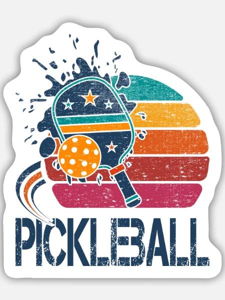 Pickleball - 2 - Sticker Größe M (15 x 15 cm) - Mattweiß