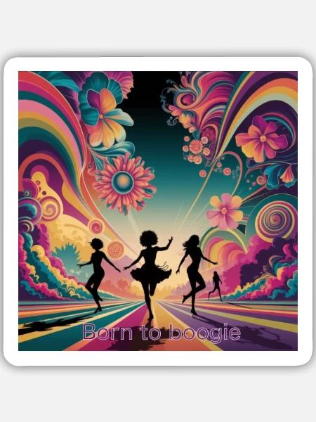 Geboren zum Boogie - Sticker Größe M (15 x 15 cm) - Mattweiß