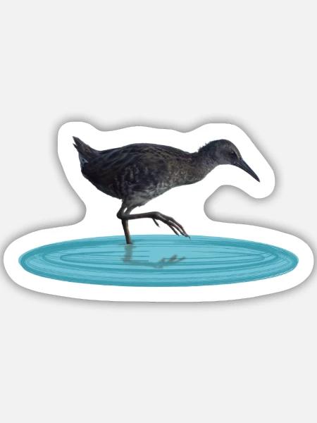 Wasserralle - Sticker Größe M (15 x 15 cm) - Mattweiß