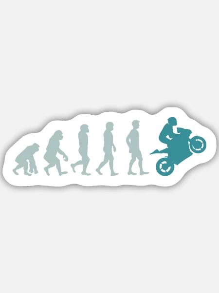 Evolution Motorrad fahren - Sticker Größe M (15 x 15 cm) - Mattweiß