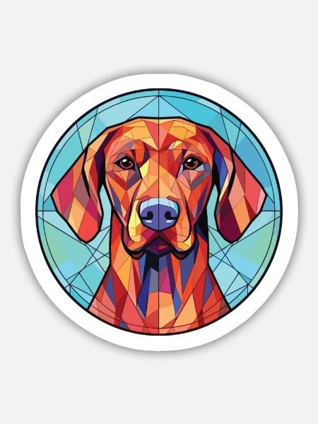 Rhodesian Ridgeback Hunderasse buntes Aquarell - Sticker Größe M (15 x 15 cm) - Mattweiß
