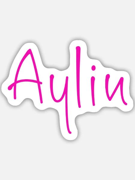 Aylin NeonPink Schriftzug - Sticker Größe M (15 x 15 cm) - Mattweiß