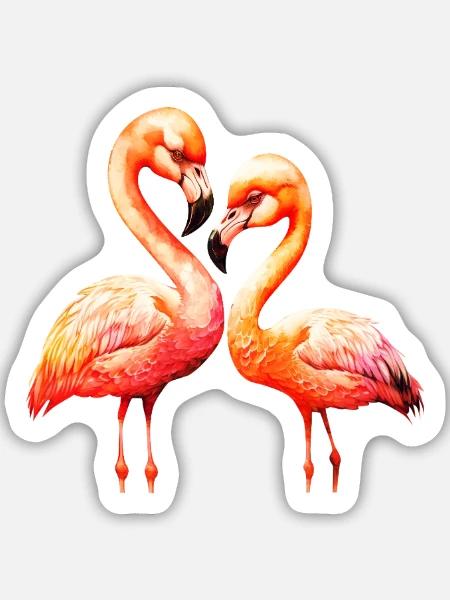 Flamingos im Herzduo - Sticker Größe M (15 x 15 cm) - Mattweiß