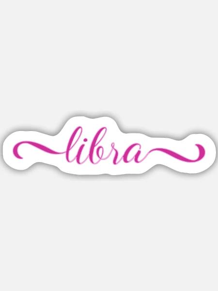 Libra Pink Script Zodiak Design - Sticker Größe M (15 x 15 cm) - Mattweiß