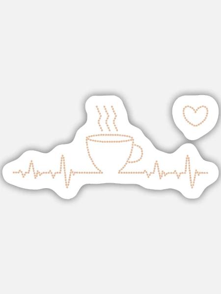 Heartbeat Kaffee - Sticker Größe M (15 x 15 cm) - Mattweiß