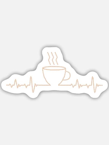 Heartbeat Kaffee - Sticker Größe M (15 x 15 cm) - Mattweiß