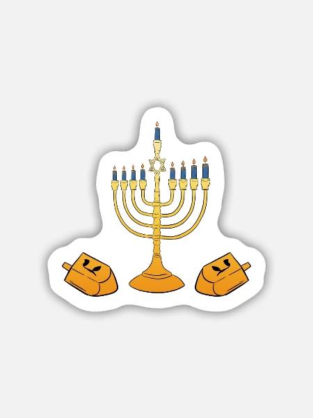 Menora - Sticker Größe M (15 x 15 cm) - Mattweiß