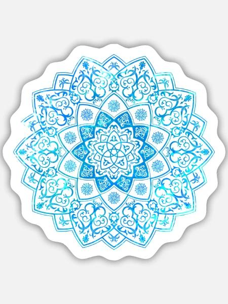 Mandala - Blau - Sticker Größe M (15 x 15 cm) - Mattweiß