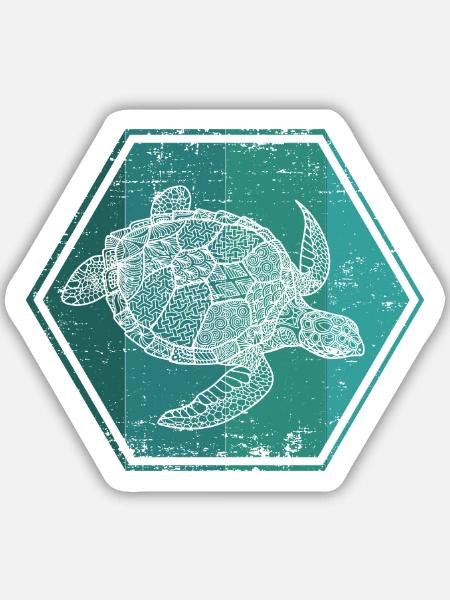 Schildkröte - Sticker Größe M (15 x 15 cm) - Mattweiß