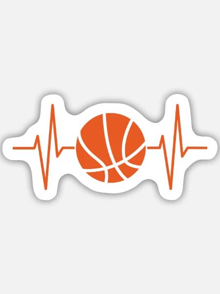 Heartbeat Basketball - Sticker Größe M (15 x 15 cm) - Mattweiß