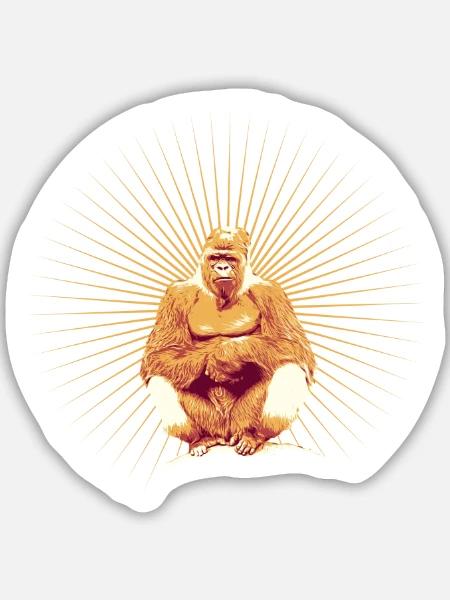 Gorilla Retro - Sticker Größe M (15 x 15 cm) - Mattweiß