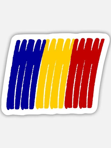 Rumänien painted Flag - Sticker Größe M (15 x 15 cm) - Mattweiß
