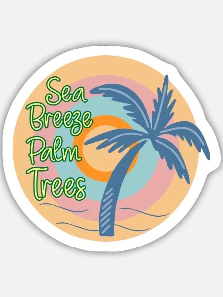 Meeresbrise Palmenbaum - Sticker Größe M (15 x 15 cm) - Mattweiß