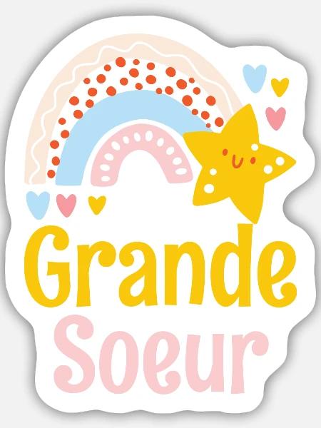 Ätere Schwester Große Schwester - Sticker Größe M (15 x 15 cm) - Mattweiß