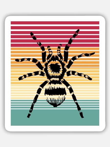 Nachtschwarze Tarantel Waldjägerin - Sticker Größe M (15 x 15 cm) - Mattweiß