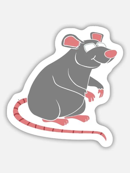 Ratte - Sticker Größe M (15 x 15 cm) - Mattweiß