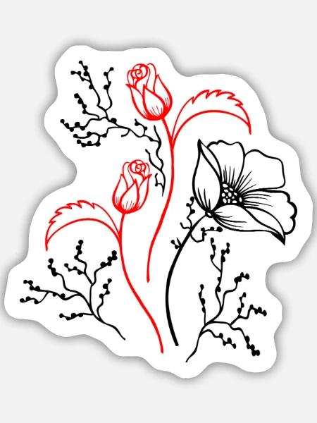 Blumenstrauß - Sticker Größe M (15 x 15 cm) - Mattweiß