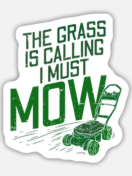 Gärtner Rasenmäher - Sticker Größe M (15 x 15 cm) - Mattweiß