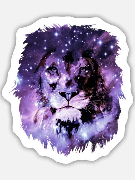 Löwe Weltall Sterne - Sticker Größe M (15 x 15 cm) - Mattweiß