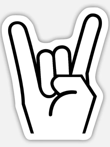 Rock hand - Sticker Größe M (15 x 15 cm) - Mattweiß